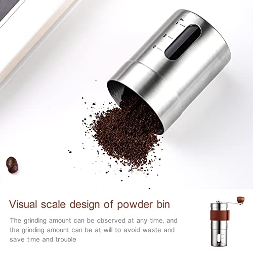  Manual Coffee Grinder, Hand Coffee Grinder, Bean Grinder, Portable Mini Coffee Grinder With Adjustable Settings, Suitable Use For Home, Office And Travel. Stainless Steel.