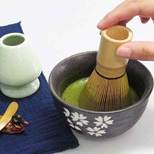  Japanese Matcha Tea Set, Matcha Whisk, Traditional Scoop, Matcha Bowl, Black Bamboo Tray, Ceramic Whisk Holder, Matcha Caddy, Handmade Matcha Ceremony Kit For Japanese Tea Ceremony (10Pcs)