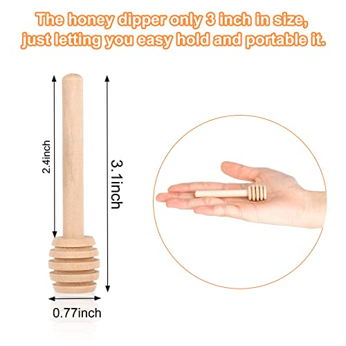  51 PCS Honey Dipper, 3 Inch Mini Wooden Honeycomb Sticks, Small Honey Stirrer Stick, Honey Sticks For Honey Jar Dispense Drizzle Honey And Wedding Party Favors Gift