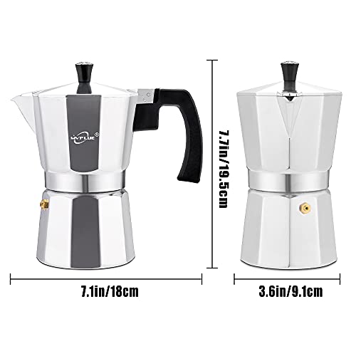  Stovetop Espresso Maker 6 Cup Moka Pot Aluminum Silver，Cuban Coffee Maker，Make Delicious Coffee Easily At Home And Camping