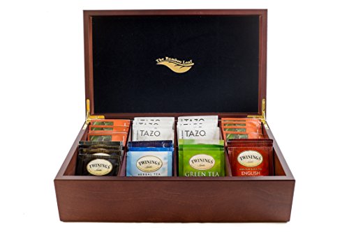  X Storage Organizer For Tea Collections, 8 Compartment W/Solid Lid (Cherrywood)