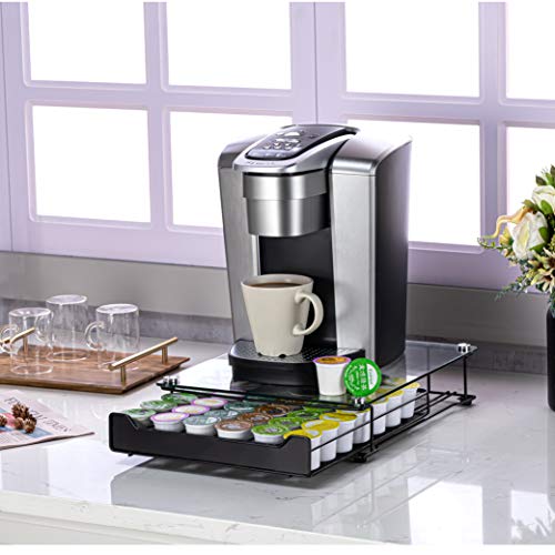  K-Cup Storage Coffee Capsules Pod Holder Glass Top Drawer Capsule Display Storage For K-cup 42pods