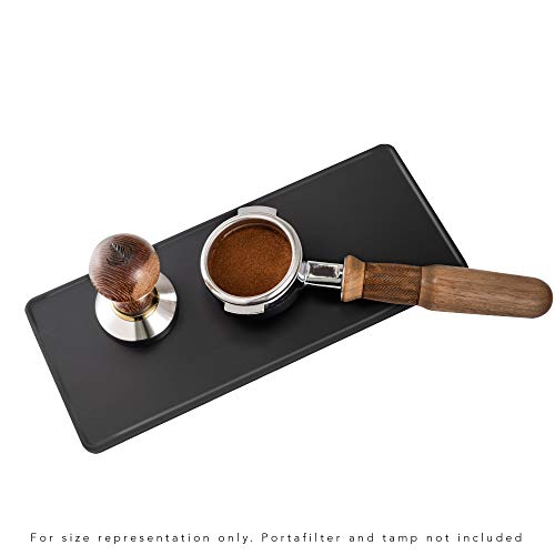  Espresso Parts 5X12 Inch Tamping Mat By Barista Basics I Food Safe NBR Rubber Coffee Tamper Pad I Waterproof, Heat Resistant Packing Station, 5X12, Black