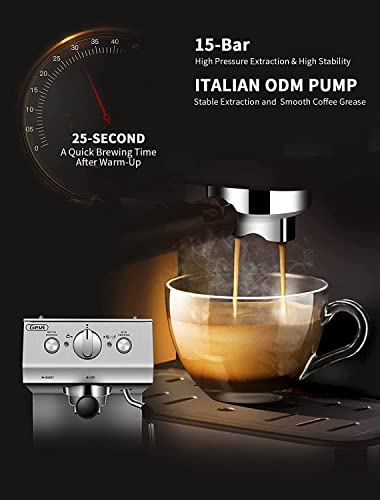  Manual Espresso Machines Espresso Machines 20 Bar Fast Heating Automatic Cappuccino Coffee Maker With Foaming Milk Frother Wand For Espresso, Latte Macchiato, 1.2L Removable Water Tank