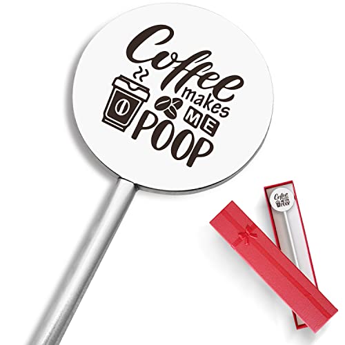  PZJIEAN Coffee Makes Me Poop Funny Engraved Stainless Coffee Stir Sticks With Gift Box, Coffee Beverage Stirrer Accessories, Gifts For Girl, Boy, Women, Men, Friends, Coffee Lover