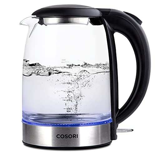  Pour Over Coffee Maker With Double-layer Stainless Steel Filter,34 Ounce & Electric Kettle With Upgraded Stainless Steel Filter And Inner Lid, Wide Opening Glass Tea Kettle,1.7L, Black