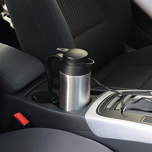  Car Kettle Boiler Sunsbell 650ml Car Heating Travel Cup Stainless Steel Mug Car Coffee Cup Warmer With DC 12V Charger For Car (Kettle Boiler)