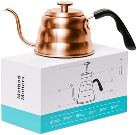  Pour Over Coffee Kettle With Thermometer - Gooseneck Kettle For Coffee And Tea, Stainless Steel Pour Over Kettle For All Stovetops (Copper Coated, 1.0 Liter, 34 Fl Oz)