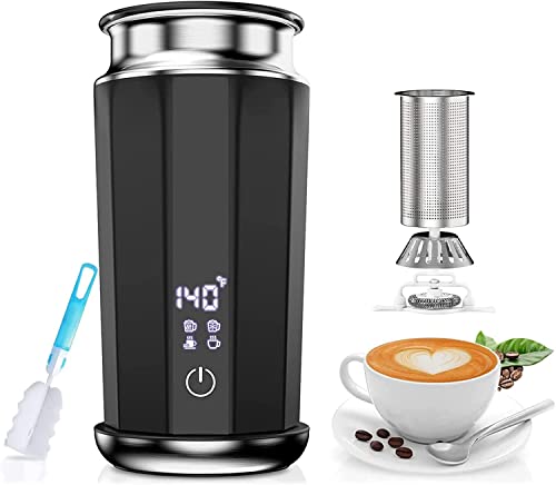  Milk Frother And Steamer, Milk Frother, 5 IN 1 Hot And Cold Milk Foamer, Stainless Steel Milk Steamer For Cappuccinos/Hot Chocolate Milk/Milk Tea With LED Touch Screen Panel, Temperature Display