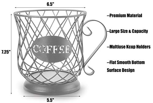  Coffee Pod Holder, Iron Wire Multiuse Mug Shape Silver K Cup Holder Coffee Storage Carousel Holder Organizer For Espresso Pod In Counter Coffee Bar