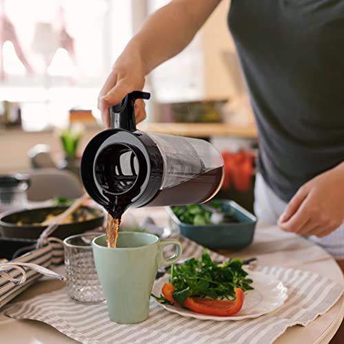  Cold Brew Maker For Iced Coffee And Iced Tea, 44 Oz Cold Coffee Maker Glass Pitcher, Tea Infuser For Loose Leaf Tea, Large Iced Coffee Maker (Black)