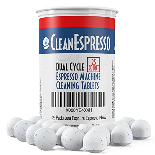  Jura Compatible Cleaning Tablets (25 Count) - 3.5 Gram Dual Cycle Espresso & Coffee Machine Cleaning Tablets For Jura Capresso, E6, E8, S8, D6, C60 Impressa Models & More
