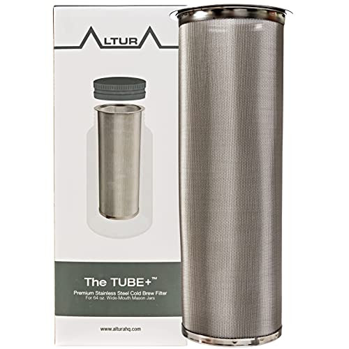 Altura The TUBE+ Cold Brew Coffee Maker | Cold Brew Coffee Filter For Wide Mouth Mason Jar | Stainless Steel Cold Brew Filter The TUBE+ (64oz/2qt)