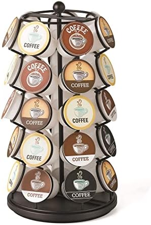 Nifty K Cup Holder – Compatible With K-Cups, Coffee Pod Carousel | 35 K Cup Holder, Spins 360-Degrees, Lazy Susan Platform, Modern Black Design, Home Or Office Kitchen Counter Organizer