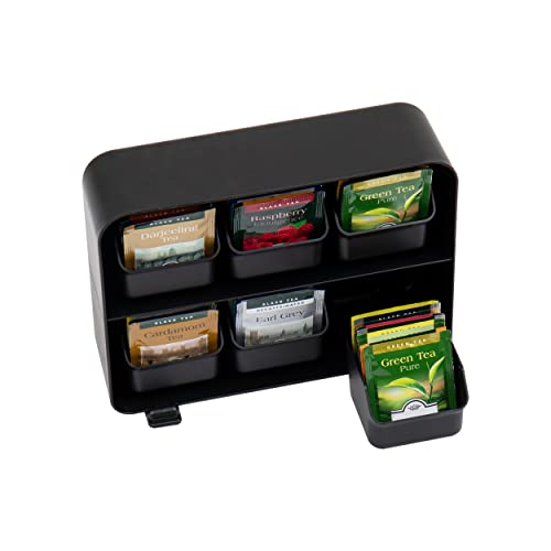  6 Drawer Tea Bag Holder And Organizer, Black