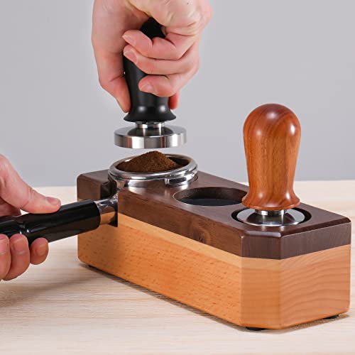  YOLOYO 53mm Espresso Tamper, Consistent Pressure Calibrated Coffee Tamper For Espresso Machine 54mm, Spring Loaded Tamper With Flat Stainless Steel Base (Precious Wood Handle)