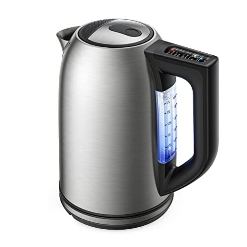  Lectric Kettle,Tea Kettle With 6 Temperature Settings,Paris Rhône 1.7L Cordless Hot Water Boiler Heate,Strix Thermostat,Touch Control,Auto-Shutoff/Boil-Dry Protection, Keep Warm,LED Indicator,Coffee