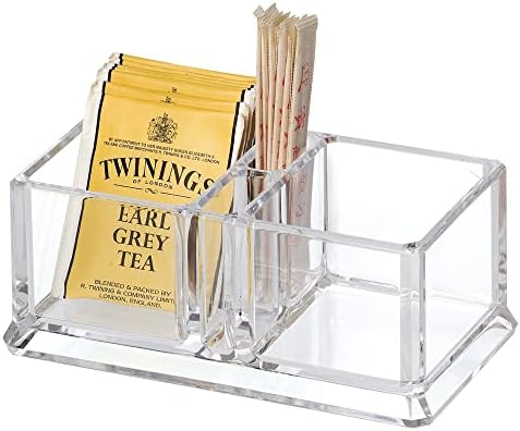  Acrylic Tea Bags Holder Coffee Sugar Bag Case Guest Room Storage Boxes - Holder For Tea Bags, Small Packets, Sweeteners,Sugar Packet, Coffee, Condiment (L16.6*W8.2*H7.5cm)