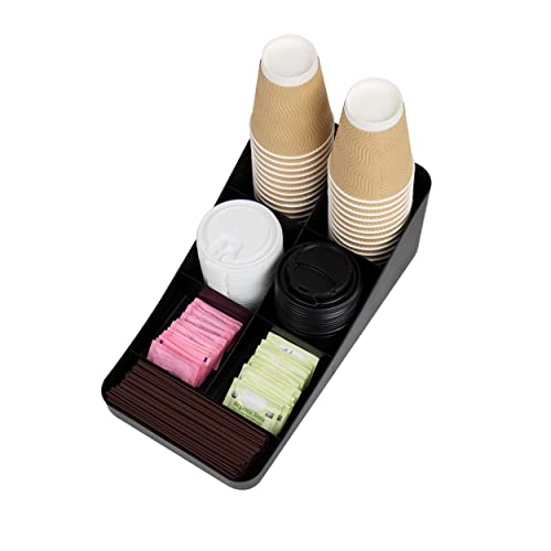  Mind Reader Anchor Collection, 7-Compartment Coffee Cup And Condiment Dispenser, Countertop Organizer, Set Of 2, Black