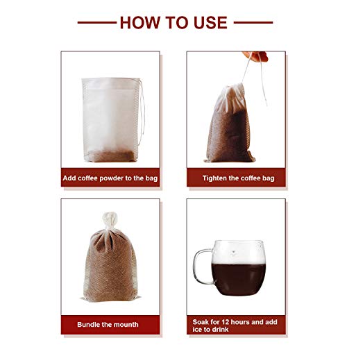  100 Pieces Cold Brew Coffee Filter Bag Disposable Fine Mesh Filter Bags Food Strainer Bags Practical Mesh Brewing Bags With Drawstring For Coffee, Cold Brew, Concentrate, 6 X 8 Inch