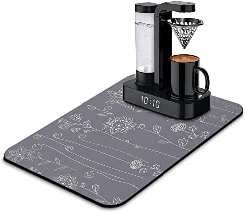  Coffee Bar Mat Accessories For Countertop Super Absorbent Anti-Slip Silicone Dish Drying Mats For Kitchen Counter Draining Pad Decor Gift Fit Coffee Maker Coffee Pot Espresso Machine 23inx15in