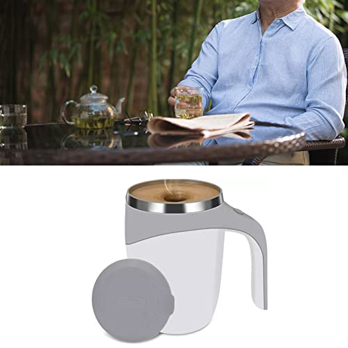  Self Stirring Mug, 304 Stainless Steel Automatic Magnetic Stirring Coffee Mug With Lid For Home Office Travel 380ML(Brown)