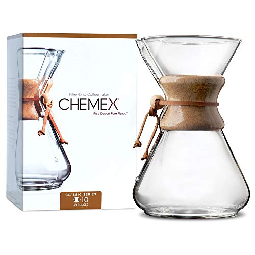  Chemex Pour-Over Glass Coffeemaker - Classic Series - 10-Cup - Exclusive Packaging