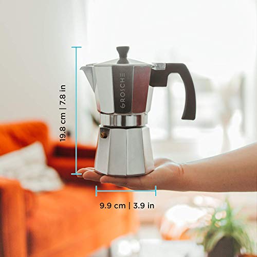  Milano Stovetop Espresso Maker Moka Pot 6 Espresso Cup - 9.3 Oz, Silver And 3 Replacement Seals Gaskets Bundle Stove Top Coffee Maker Moka Italian Espresso Coffee Maker And Replacement Gaskets
