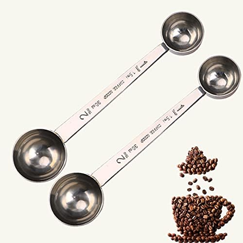  Premium 304 Stainless Steel Coffee Spoon Set - 1 Tbsp (15ml) & 2 Tbsp (30ml) Measuring Tablespoon, Long Handles Measuring Scoop For Coffee Powder, Espresso, Coffee Making(2PCS)
