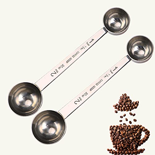  Premium 304 Stainless Steel Coffee Spoon Set - 1 Tbsp (15ml) & 2 Tbsp (30ml) Measuring Tablespoon, Long Handles Measuring Scoop For Coffee Powder, Espresso, Coffee Making(2PCS)