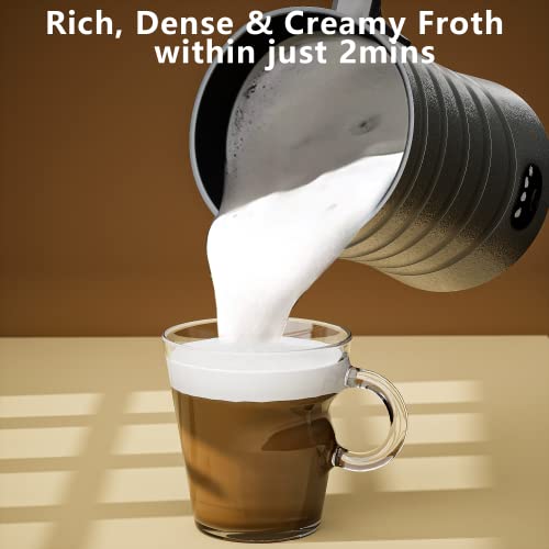  Milk Frother,4-in-1 Electric Milk Steamer,8.8oz/260ml Milk Warmer For Latte, Cappuccinos, Macchiato Ultra-Quite Working & Automatic Shut Off (Silver Grey)