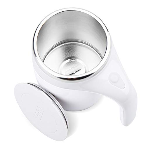  Electric Stirring Coffee Mug, Self Stirring Mug Rotating Home Office Travel Mixing Cup, Funny Electric Stainless Steel Self Mixing Coffee Tumbler, Suitable For Coffee, Milk, Cocoa(White)