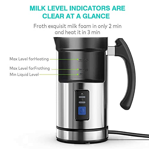  Milk Frother,Automatic Milk Warmer,11.9oz/350ml Electric Milk Steamer,Hot/Cold Stainless Steel Milk Frother,Milk Foam Maker With LED Touch Screen For Coffee/Hot Chocolate/Latte/Cappuccinos (SL-02)