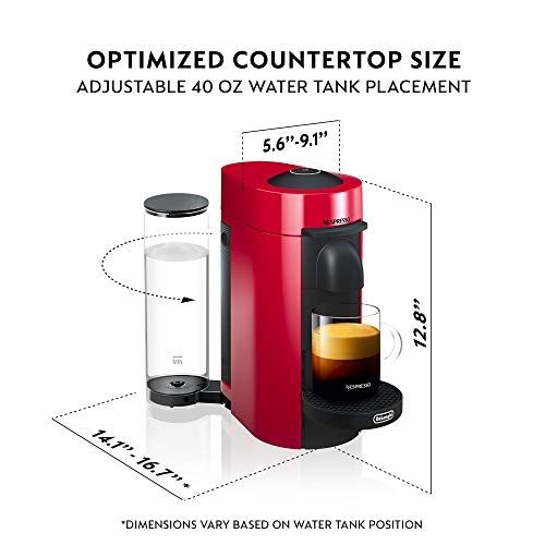 Nespresso VertuoPlus Coffee And Espresso Machine Bundle By De'Longhi With Aeroccino Milk Frother with Vertuoline Variety Pack Coffees Included