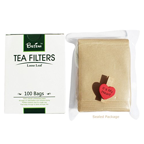  Tea Filter Bags Disposable Tea Infuser Drawstring Loose Leaf Tea With 100% Natural Unbleached Paper And Free Clip (100 PCS)