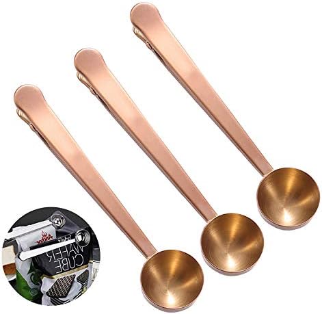  Coffee Scoop Clip Stainless Steel Tablespoon Coffee Spoon With Long Handle Multifunction Sealing Bag Clip For Tea, Coffee, Protein Powder, Instant Drinks, Kitchen Tools