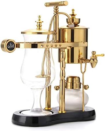  Belgian/Belgium Family Balance Siphon/Syphon Coffee Maker, Elegant Double Ridged Fulcrum With Tee Handle (Classic Gold)
