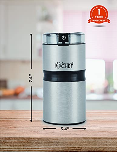  Tric Coffee Grinder Spice Grinder - Stainless Steel Blades Grinder For Coffee Bean Seed Nut Spice Herb Pepper, Brushed Stainless Steel Texture And Transparent Lid