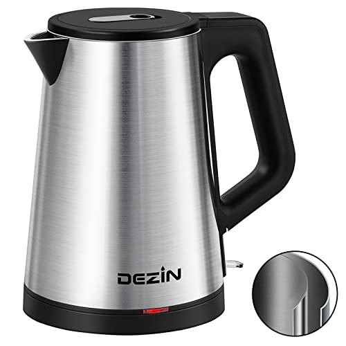  Ezin Electric Kettle, 1.2L Portable Electric Tea Kettle With Double Wall, 304 Stainless Steel Kettle Water Boiler, Small Electric Kettle With Auto Shut-Off, BPA-Free, Hot Water Kettle For Coffee