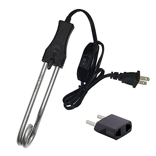  6.5’’ Travel Immersion Water Heater With On/Off Switch, 300W, 110V. Portable Stainless-Steel Electric Boiler For Heating Water In Cup To Make Coffee, Tea, Beverages