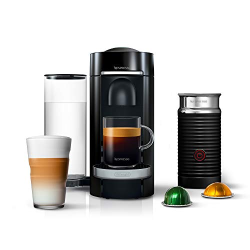 Nespresso VertuoPlus Deluxe Coffee And Espresso Machine By De'Longhi With Milk Frother, 4 Cups, Piano Black
