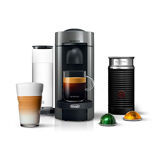 Nespresso VertuoPlus Coffee And Espresso Machine By De'Longhi With Milk Frother, Grey