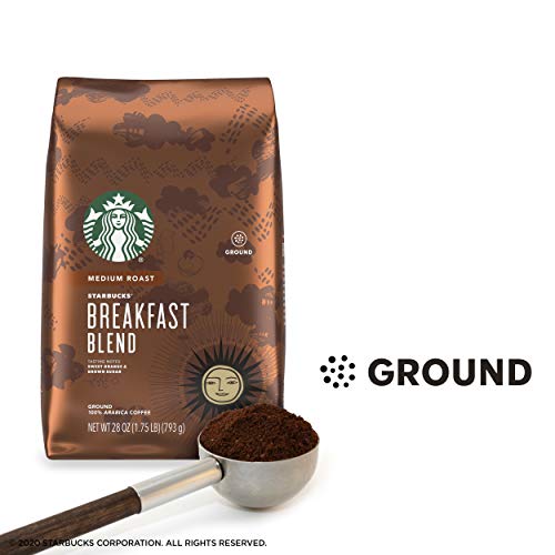 Starbucks Medium Roast Ground Coffee — Breakfast Blend — 100% Arabica — 1 Bag (28 Oz.)