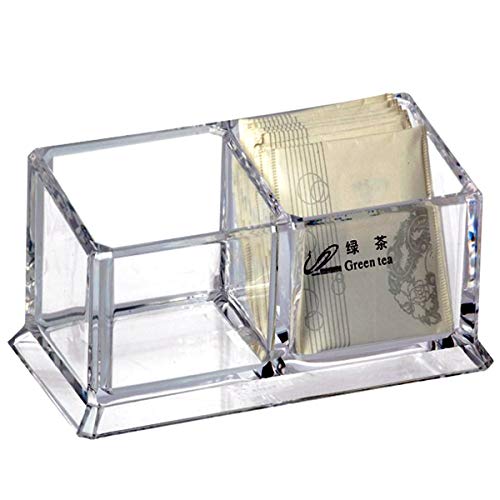  Acrylic Tea Bags Holder Coffee Sugar Bag Case Guest Room Storage Boxes - Holder For Tea Bags, Small Packets, Sweeteners,Sugar Packet, Coffee, Condiment (L16.6*W8.2*H7.5cm)