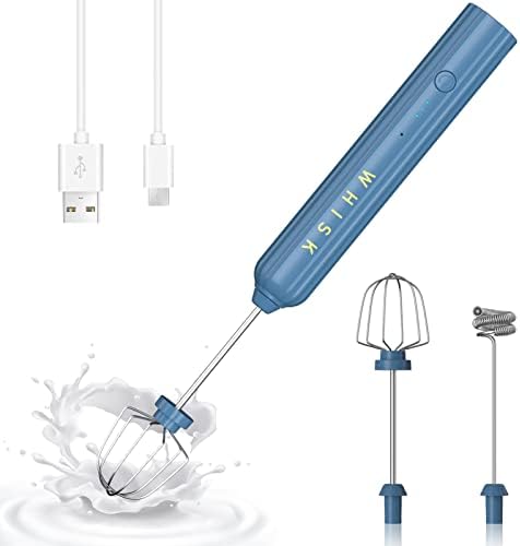  Rechargeable Milk Frother Handheld, Electric Coffee Frother With 2 Stainless Whisk, Adjustable Speed Mini Drink Mixer, Foam Maker Blender For Latte, Cappuccino, Matcha, Hot Chocolate (Green)
