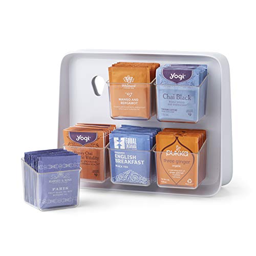  TeaStand Tea Bag Organizer With Clear Removable Bins, Cabinet Or Pantry Storage Caddy, 120-Bag
