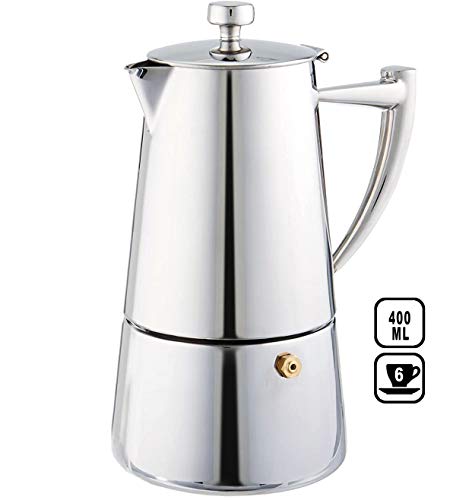  Roma 6-cup Stainless Steel Stovetop Moka Espresso Maker