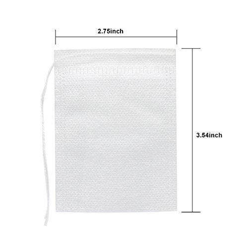  200 Pcs Disposable Tea Filter Bags Empty Cotton Drawstring Seal Filter Tea Bags For Loose Leaf Teal（3.54 X 2.75 Inch）