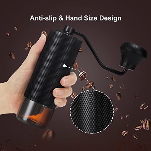  Manual Coffee Grinder, OWERSLYN Premium CNC Stainless Steel Conical Burr Mill For French Press/Espresso/Turkish - Double Bearing Positioning, Adjustable Coarseness Hand Coffee Grinder, Walnut Handle