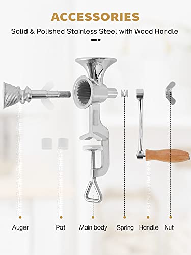  Grain Mill Hand Poppy Seed Grinder Mill Stainless Steel Coarseness Adjustable Table Clamp Hand Crank 50g Small Hopper For Pepper Corn Wheat Barley Soybeans Chickpeas Bird Feed